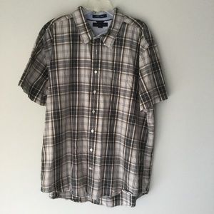 Tommy Hilfiger grey plaid short sleeve shirt size XXL